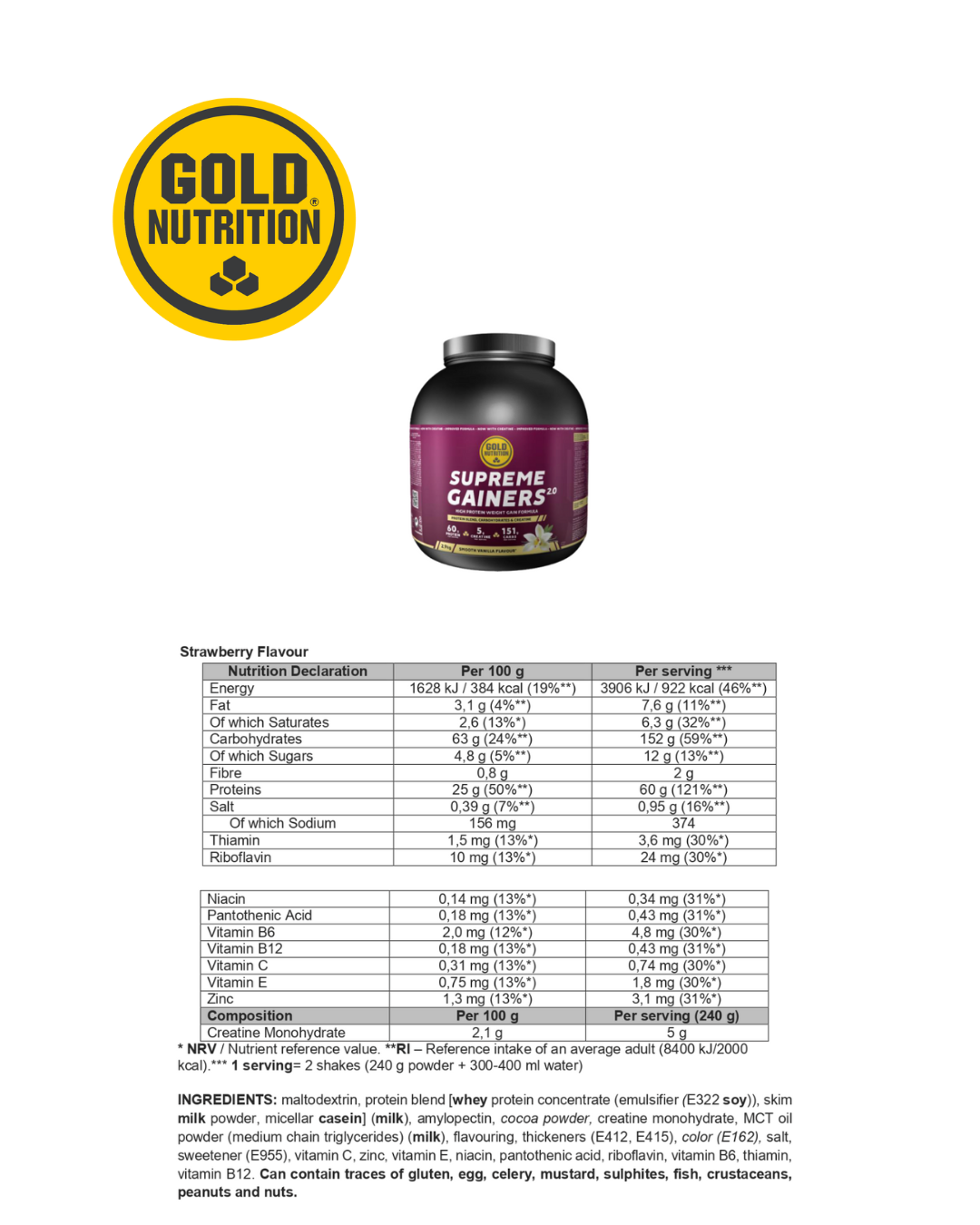 SUPREME GAINERS 2.9KG