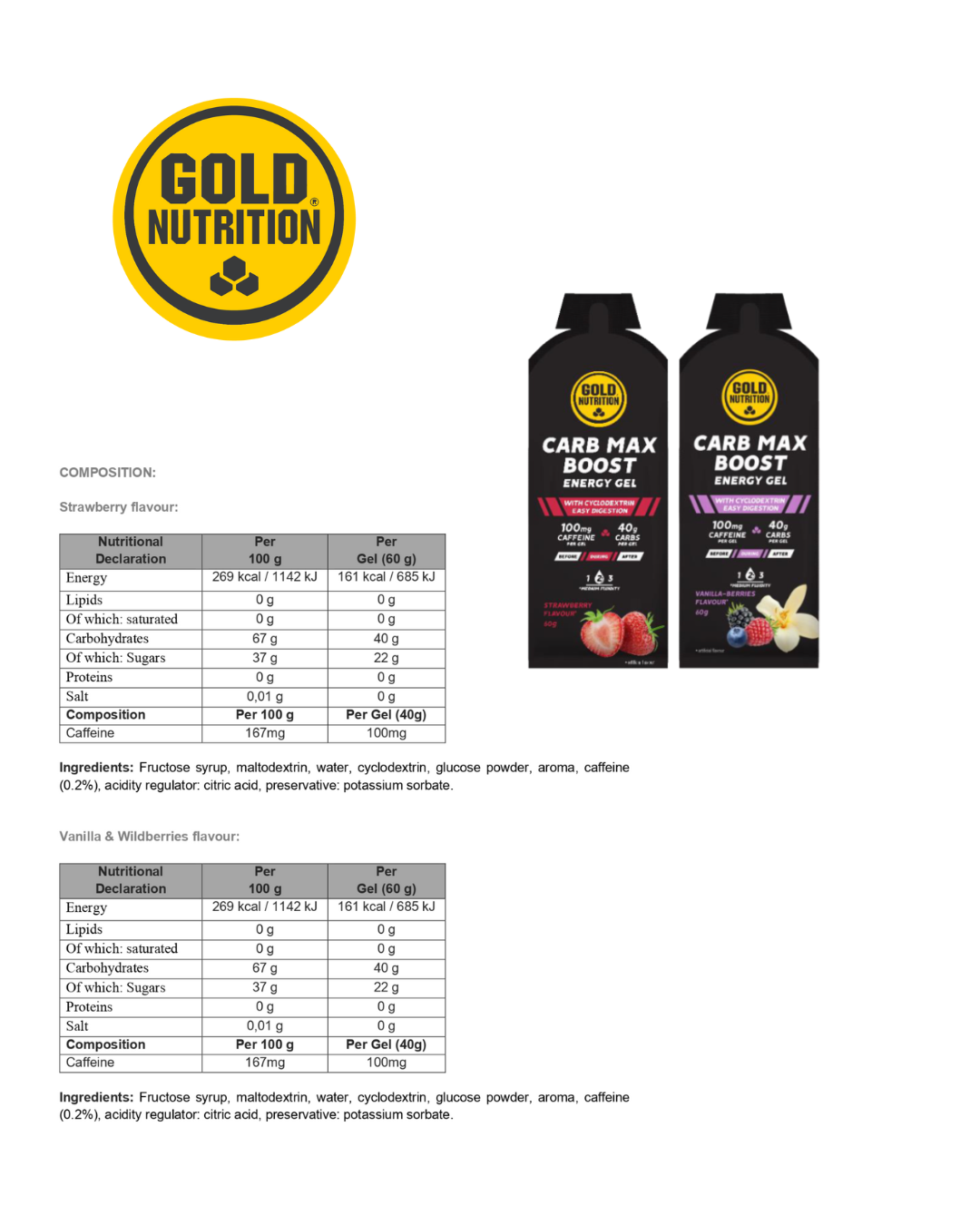 Carb Max Boost Energy Gel 60g – Snabb energi med kolhydrater och koffein för uthållighetssporter.