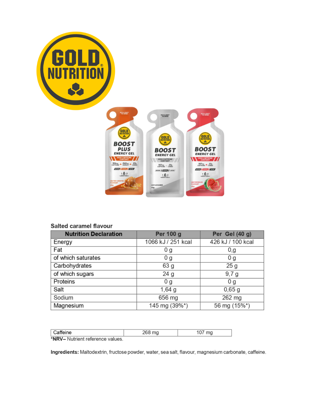 Energy Gel Boost kombinerar maltodextrin, fruktos och koffein för optimal energipåfyllning.
