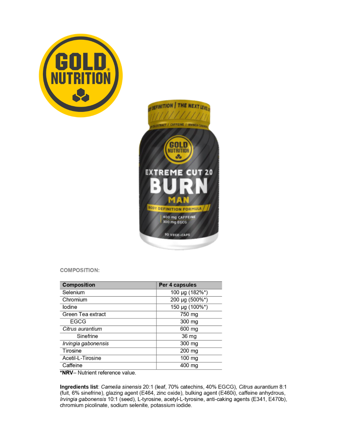Extreme Cut 2.0 Burn Man – Termogen fettförbrännare för ökad metabolism och viktminskning.