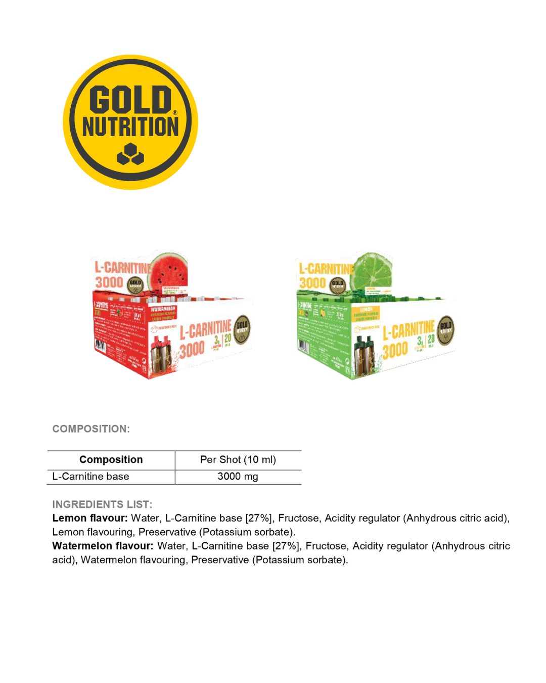 L-Carnitine 3000 – Ökad energi & fettförbränning, Gold nutrition