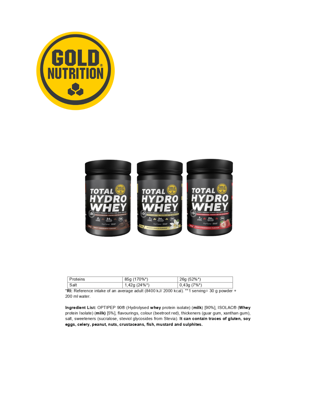 Total Hydro Whey GoldNutrition - Snabb Absorption för Muskeltillväxt & Återhämtning