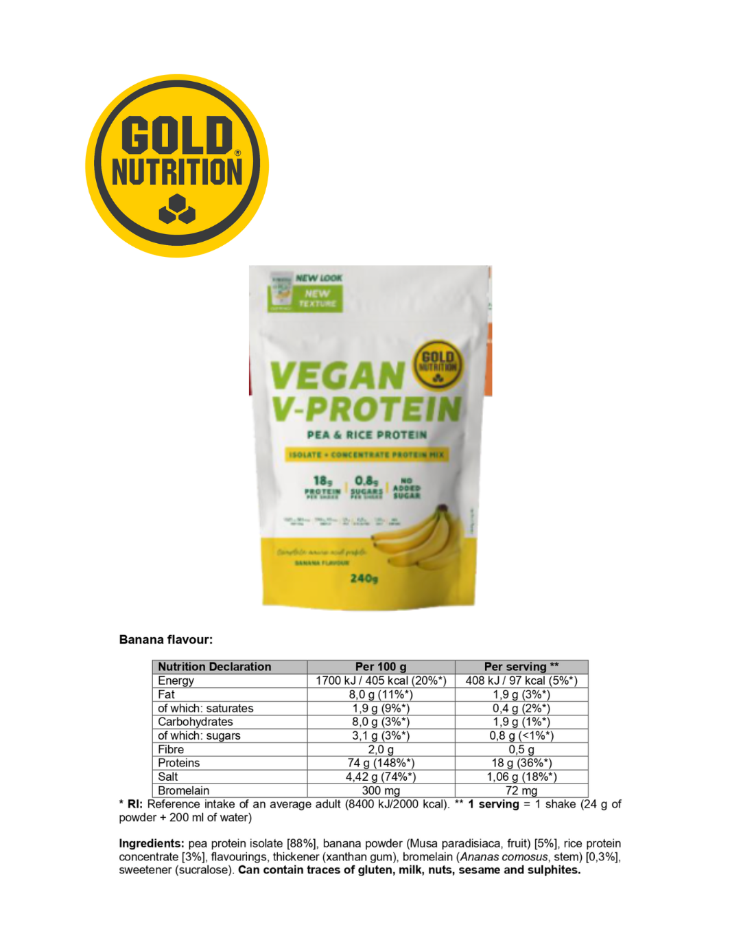 V-Protein 240G – växtbaserat proteinpulver med BCAA och probiotika för optimal muskelåterhämtning.