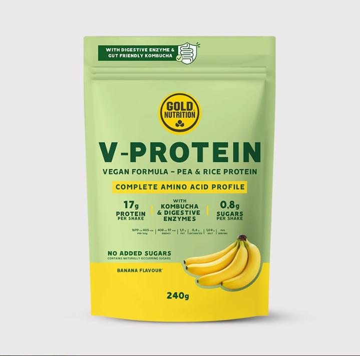 V-Protein GoldNutrition – Växtbaserat proteinpulver med ärtprotein och risprotein för muskelåterhämtning