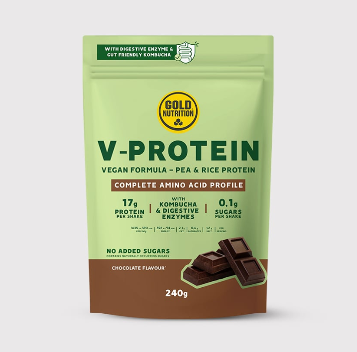 V-Protein GoldNutrition – Växtbaserat proteinpulver med ärtprotein och risprotein för muskelåterhämtning