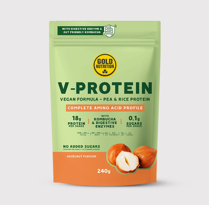 V-Protein GoldNutrition – Växtbaserat proteinpulver med ärtprotein och risprotein för muskelåterhämtning