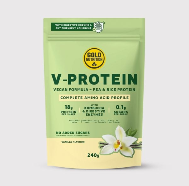 V-Protein GoldNutrition – Växtbaserat proteinpulver med ärtprotein och risprotein för muskelåterhämtning