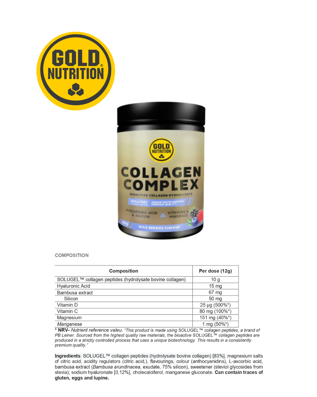 Collagen Complex 300g – Hydrolyserat kollagen med hyaluronsyra och viktiga mineraler för hud och leder