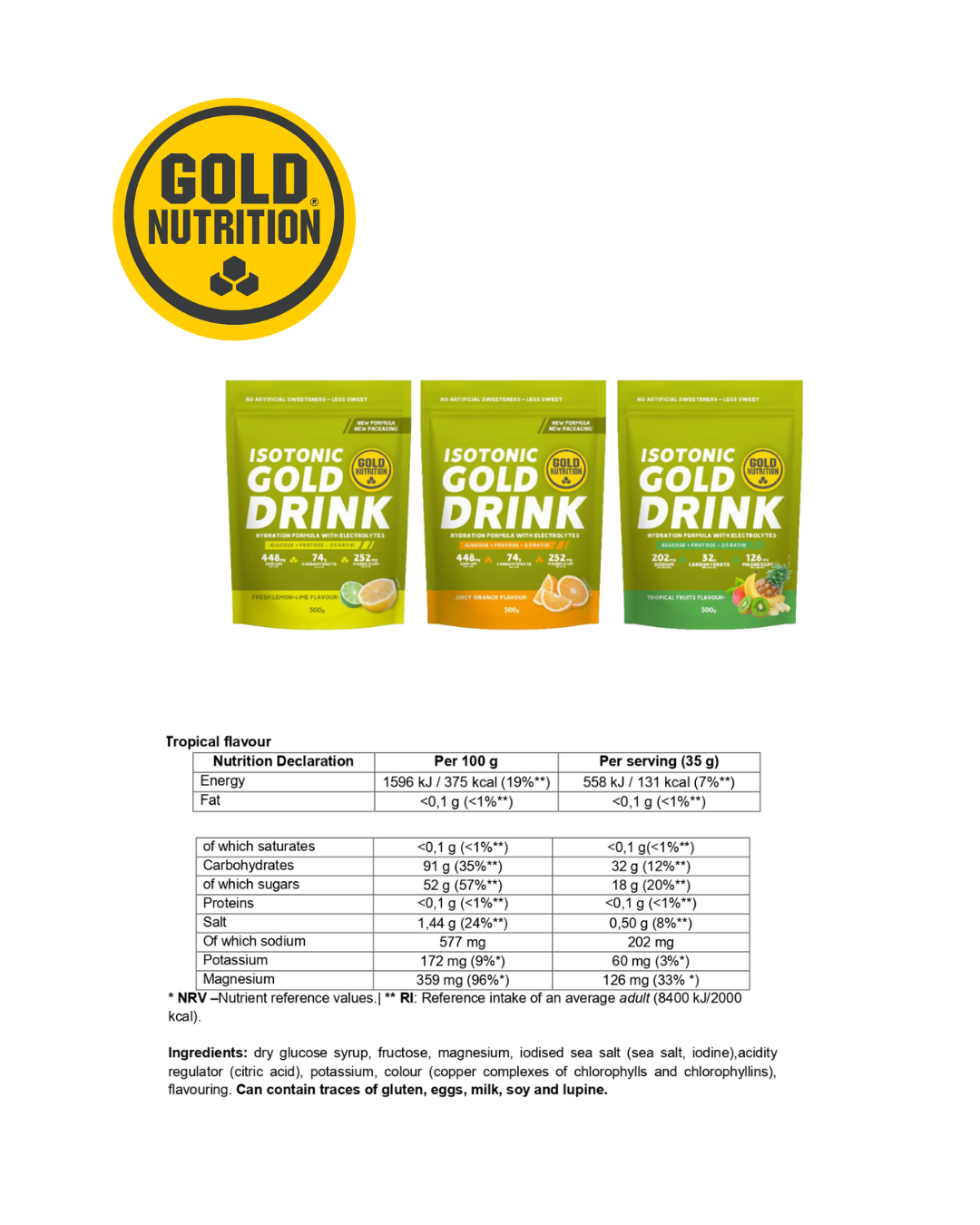 Gold Drink hjälper till att upprätthålla vätskebalans och prestation vid intensiv träning.