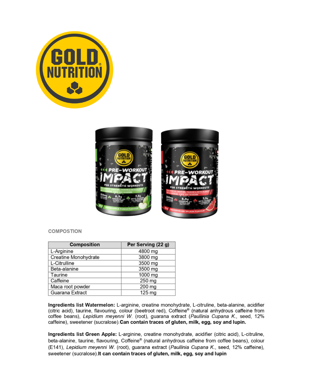 Pre-Workout Impact i shaker – redo att drickas för maximal energi och styrka inför träning.