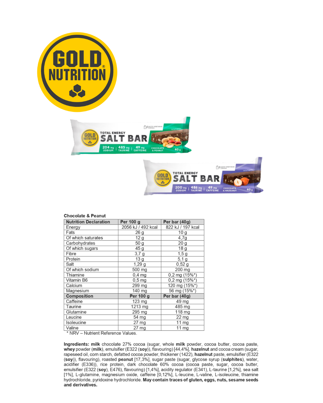 Total Energy Salt Bar 40g – Energibar med natrium, BCAA och koffein för uthållighet och återhämtning.